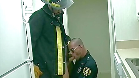 Flexible Fireman Receives His Taut Butt Stretched